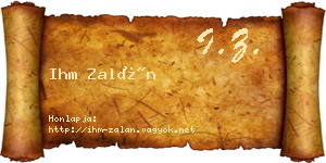 Ihm Zalán névjegykártya